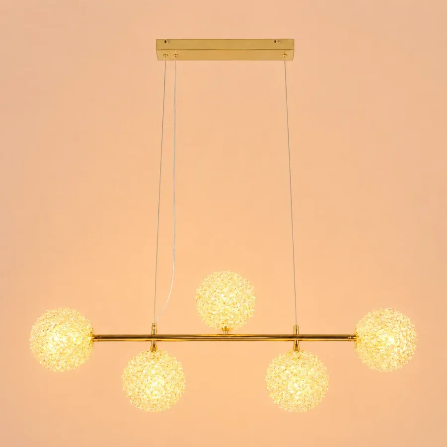 Celia-lustra led 5 bile cu pietre de cristal