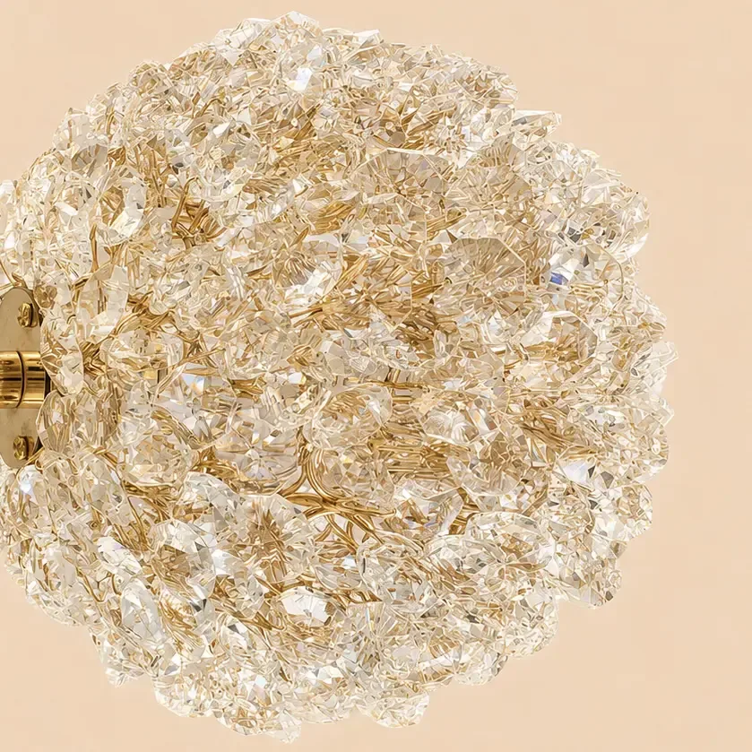Celia-lustra led 5 bile cu pietre de cristal