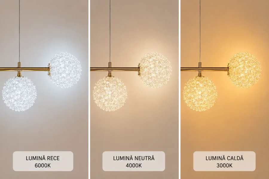 Celia-lustra led 5 bile cu pietre de cristal