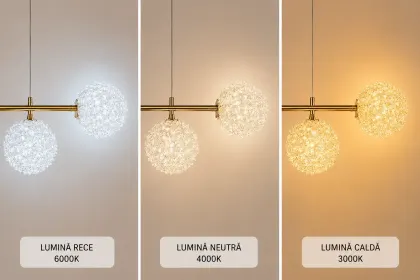 Celia-lustra led 5 bile cu pietre de cristal