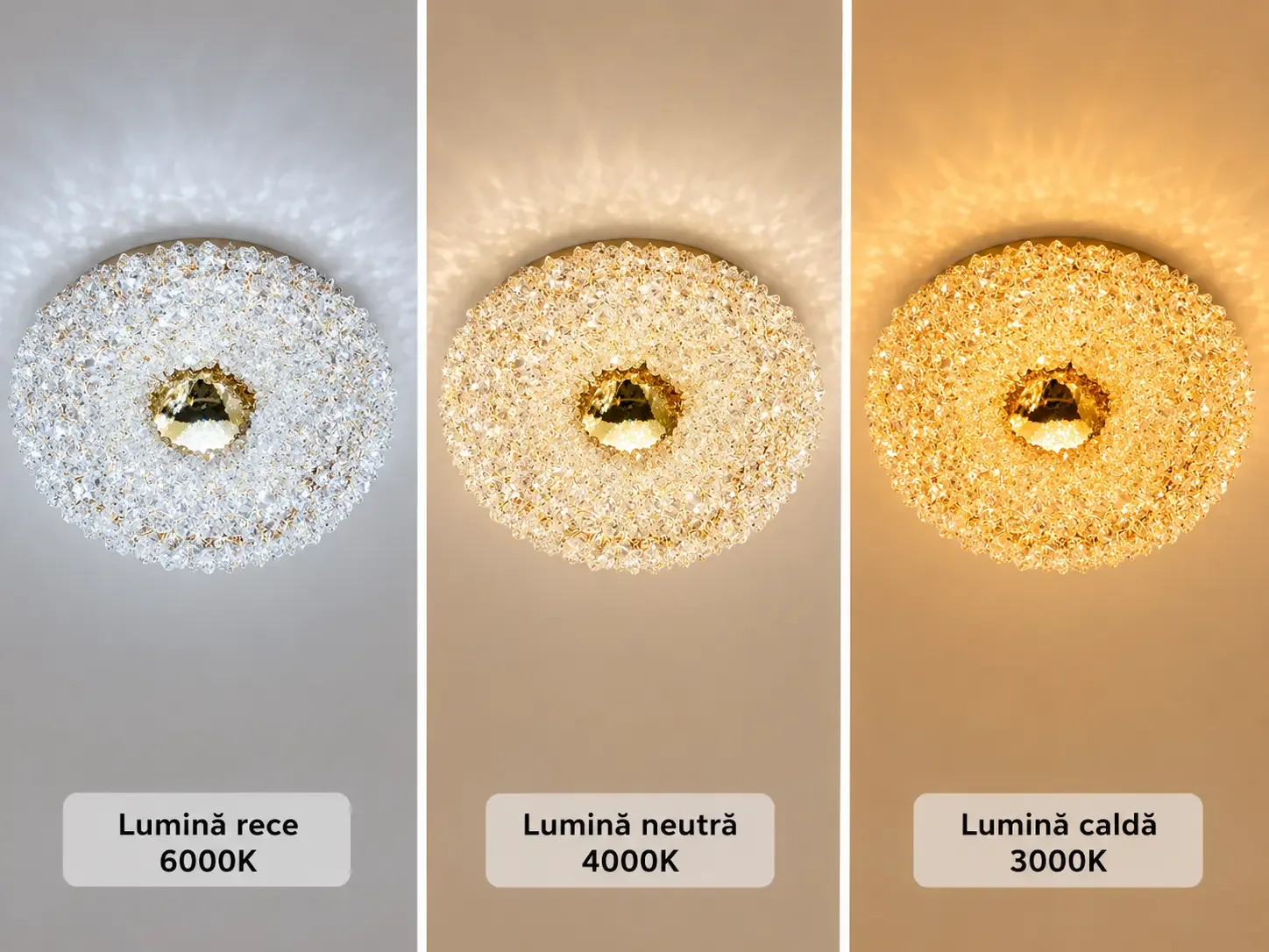 Celia-plafoniera led Diam.30cm cu pietre de cristal