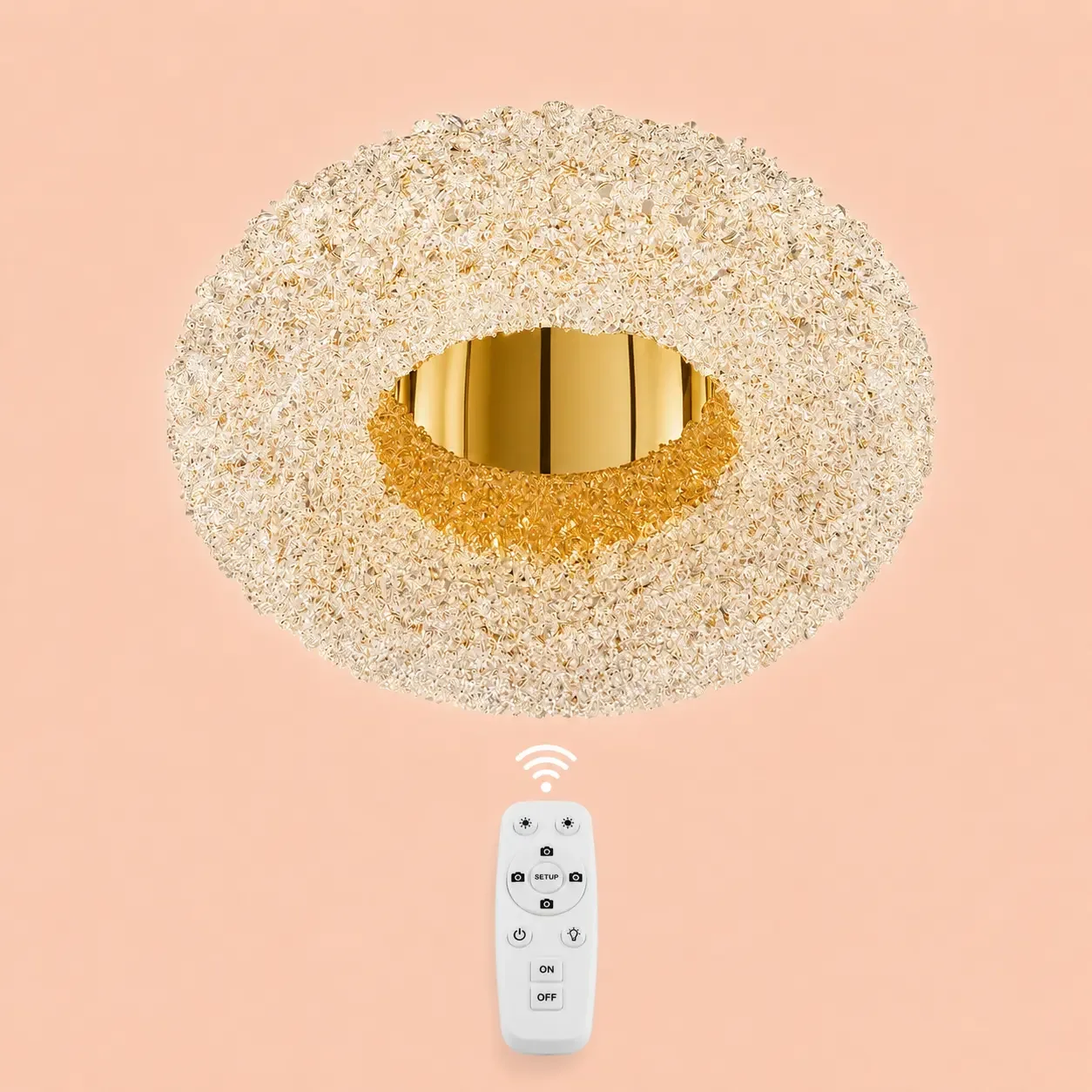 Celia-plafoniera led Diam.40cm cu pietre de cristal