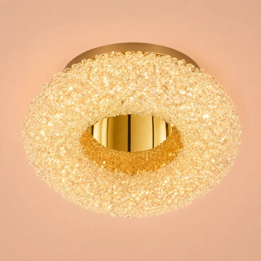 Celia-plafoniera led Diam.40cm cu pietre de cristal