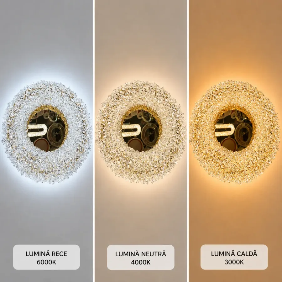 Celia-plafoniera led Diam.40cm cu pietre de cristal