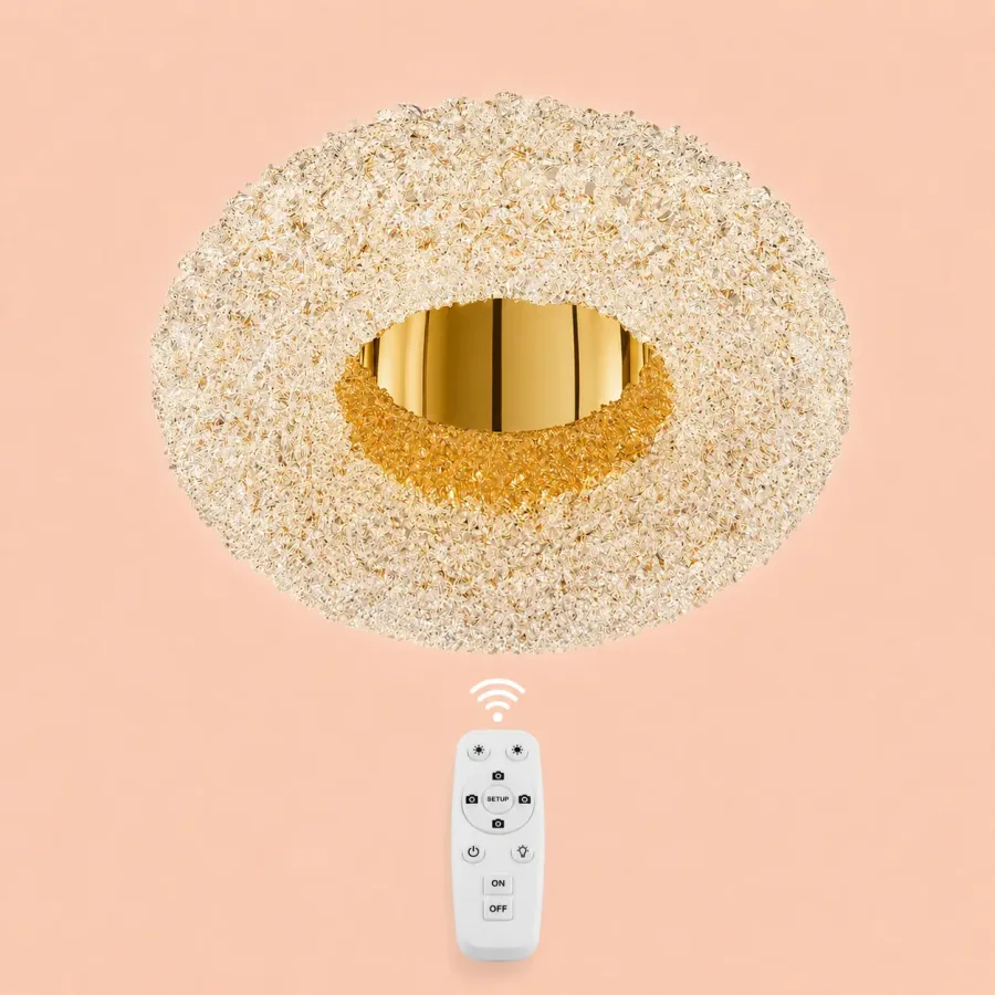Celia-plafoniera led Diam.40cm cu pietre de cristal