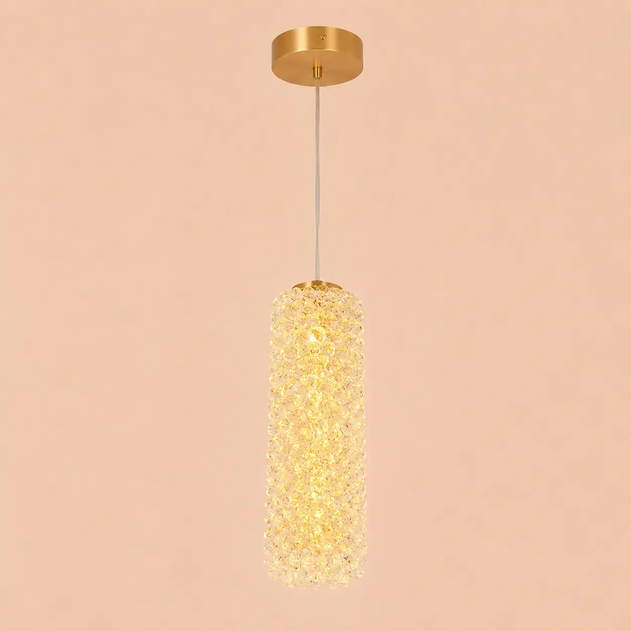 Celia-pendul led auriu cu pietre de cristal
