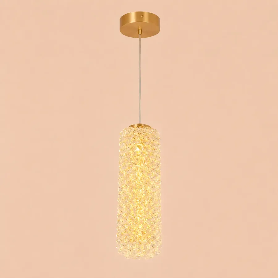 Celia-pendul led auriu cu pietre de cristal