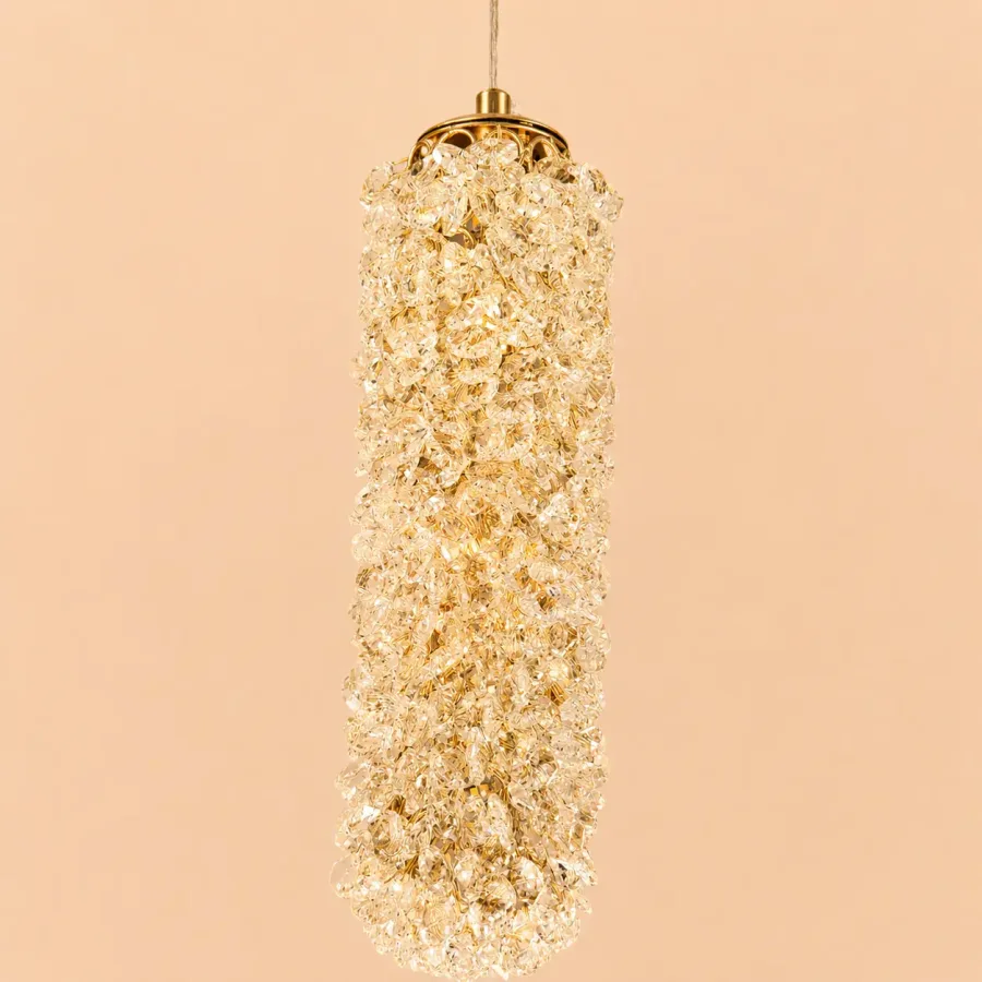 Celia-pendul led auriu cu pietre de cristal