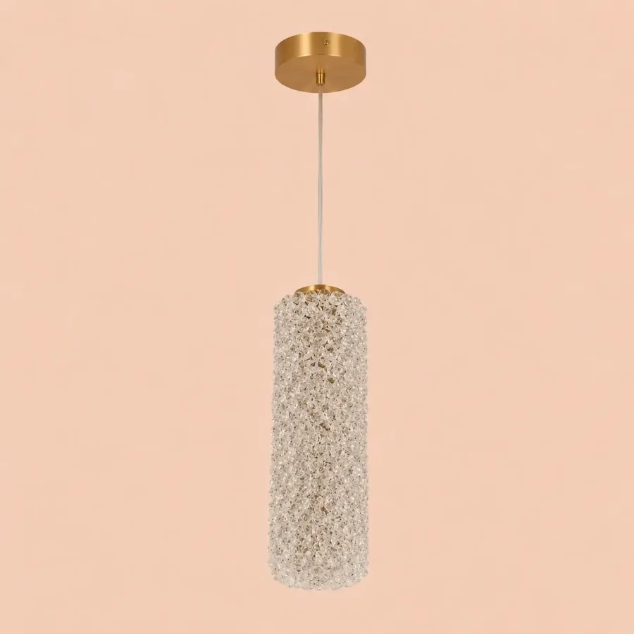 Celia-pendul led auriu cu pietre de cristal