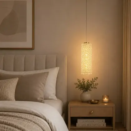 Celia-pendul led auriu cu pietre de cristal