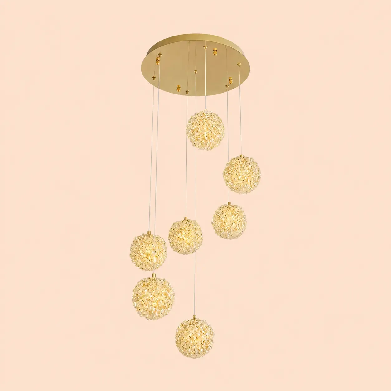 Celia-lustra led spirala 7 bile cu pietre de cristal