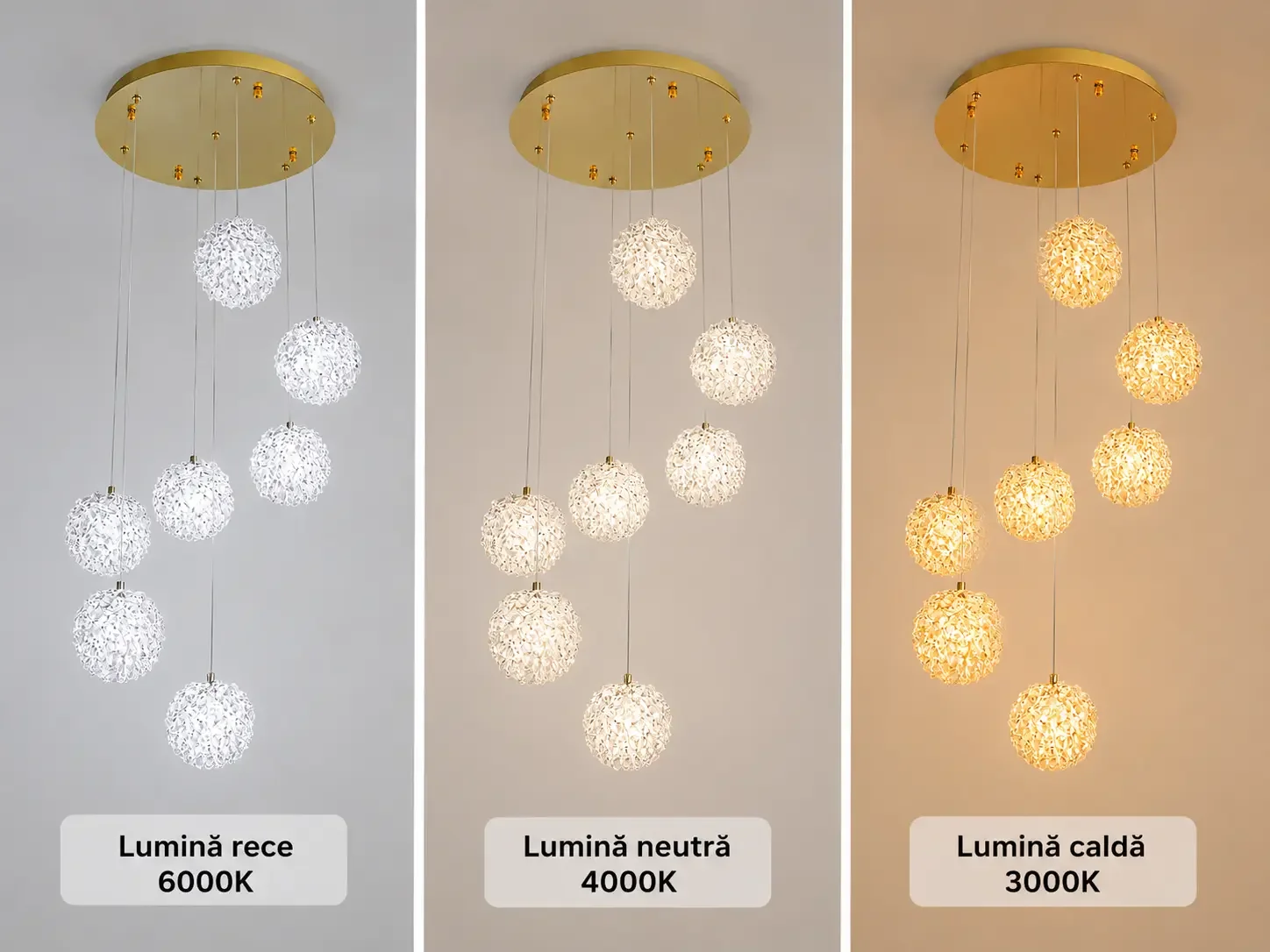 Celia-lustra led spirala 7 bile cu pietre de cristal