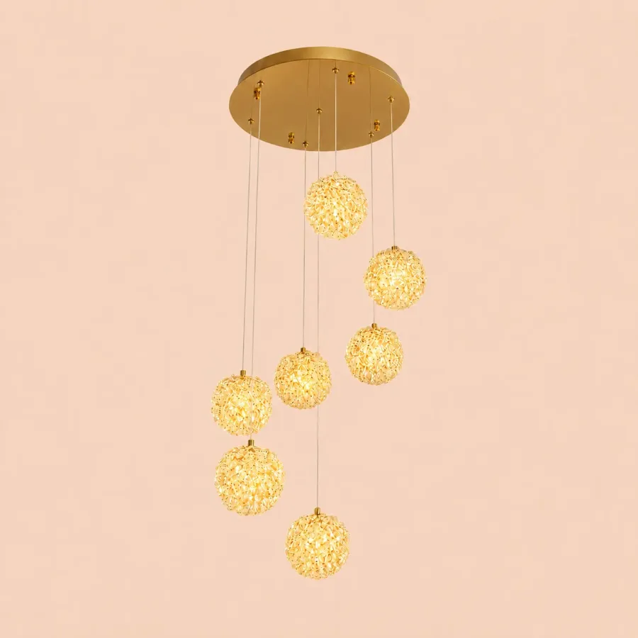 Celia-lustra led spirala 7 bile cu pietre de cristal