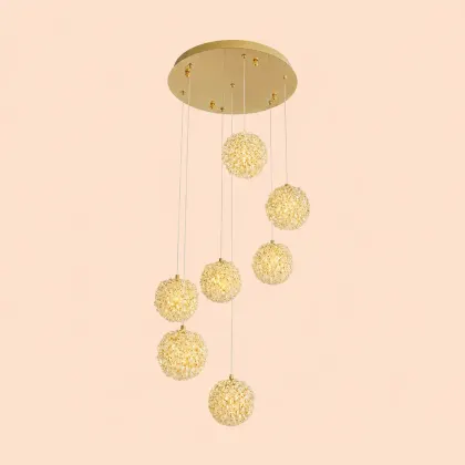 Celia-lustra led spirala 7 bile cu pietre de cristal
