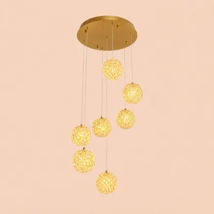 Celia-lustra led spirala 7 bile cu pietre de cristal