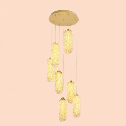 Celia-lustra led spirala 7 cilindri cu pietre de cristal