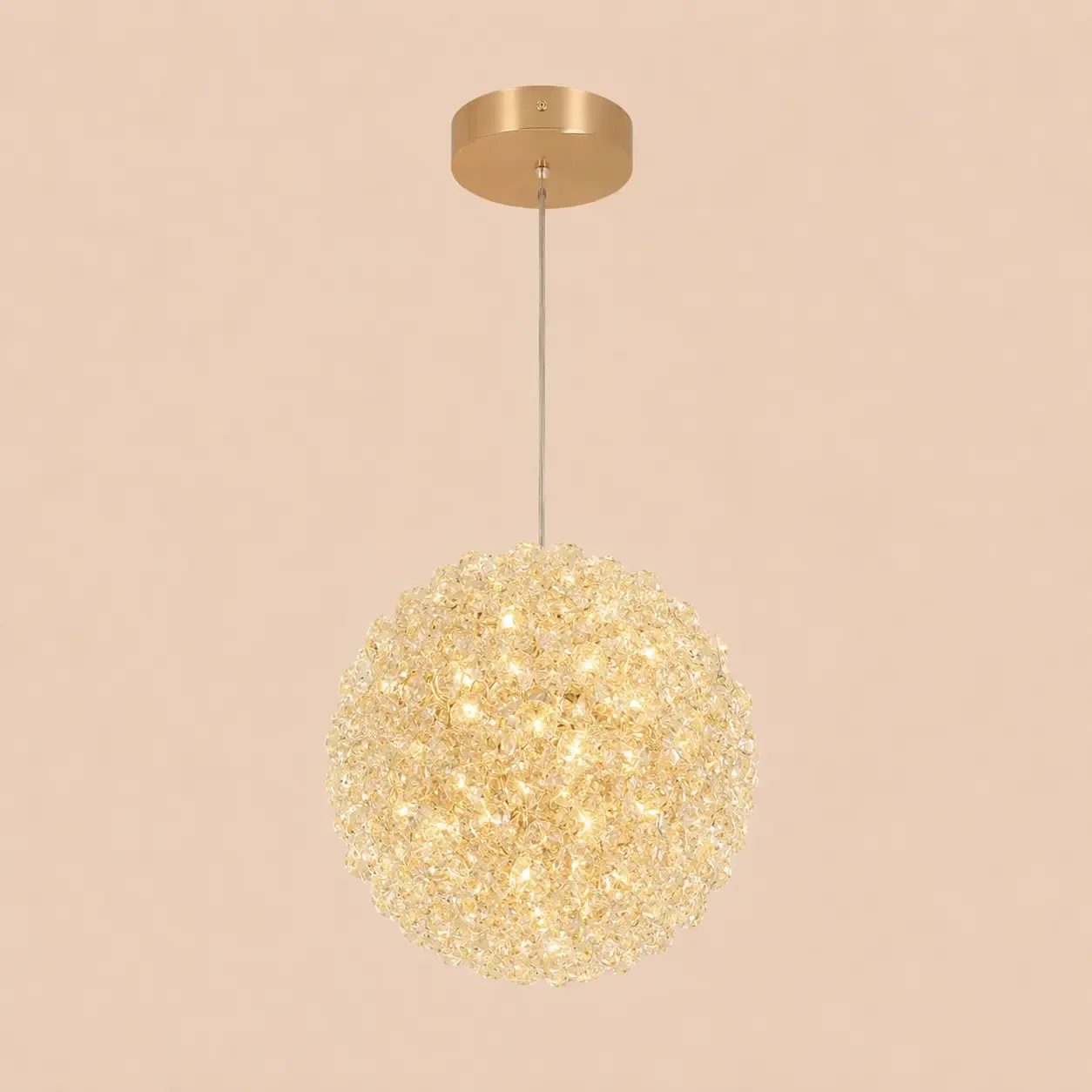 Celia-pendul led auriu Diam.18cm cu pietre de cristal