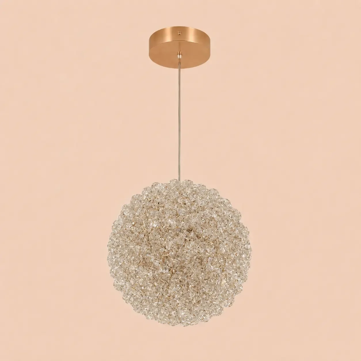 Celia-pendul led auriu Diam.18cm cu pietre de cristal