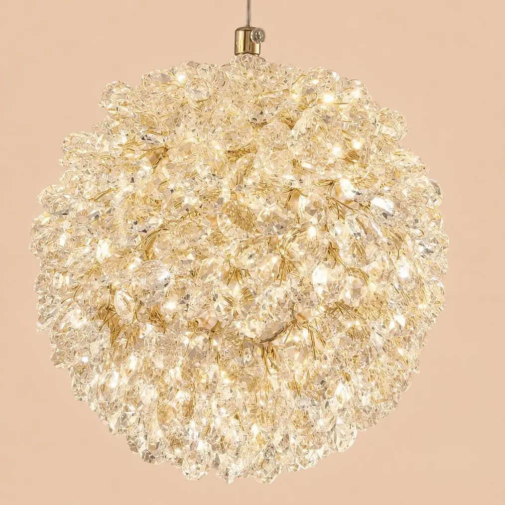 Celia-pendul led auriu Diam.18cm cu pietre de cristal