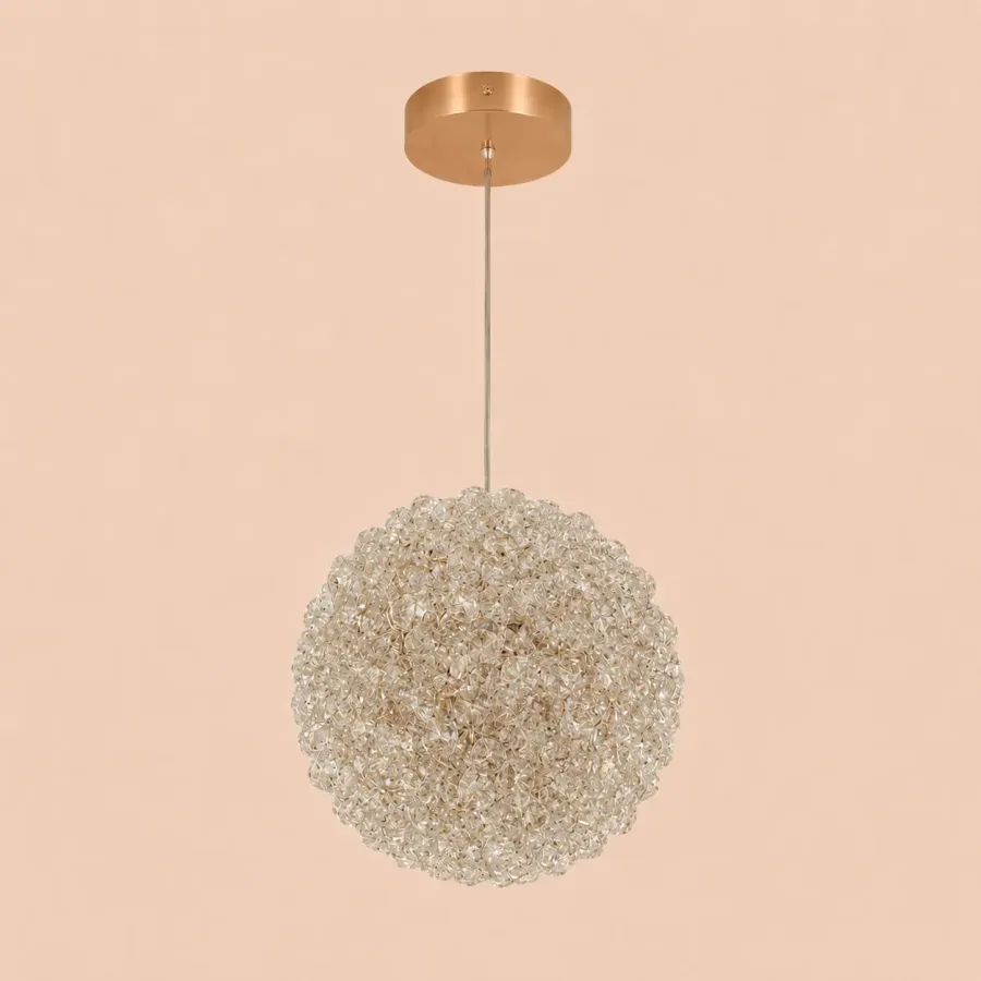 Celia-pendul led auriu Diam.18cm cu pietre de cristal