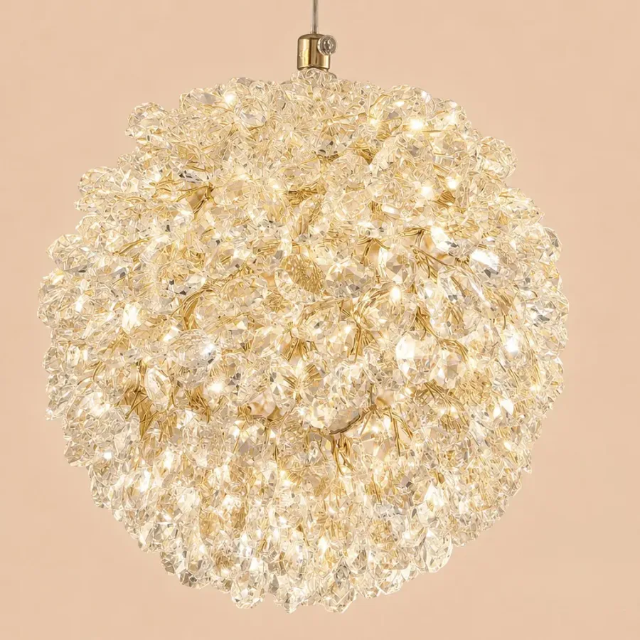 Celia-pendul led auriu Diam.18cm cu pietre de cristal