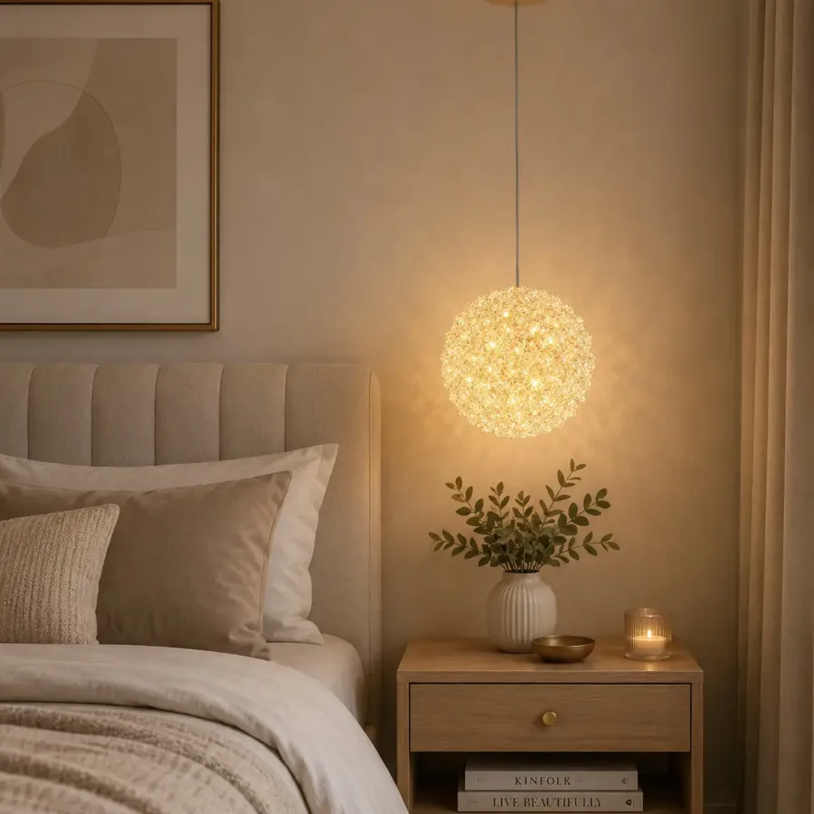 Celia-pendul led auriu Diam.18cm cu pietre de cristal