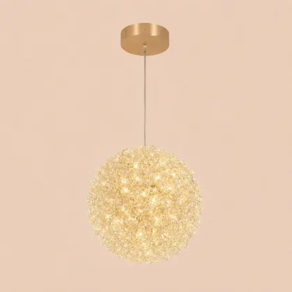 Celia-pendul led auriu Diam.18cm cu pietre de cristal