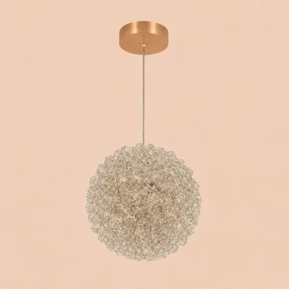 Celia-pendul led auriu Diam.18cm cu pietre de cristal