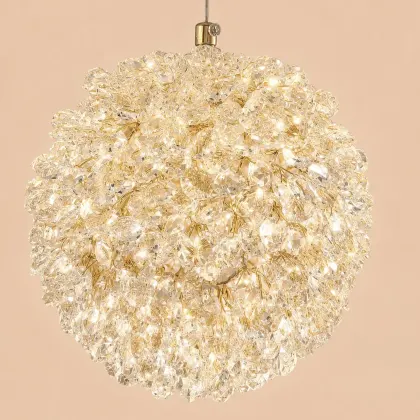 Celia-pendul led auriu Diam.18cm cu pietre de cristal