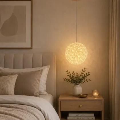 Celia-pendul led auriu Diam.18cm cu pietre de cristal
