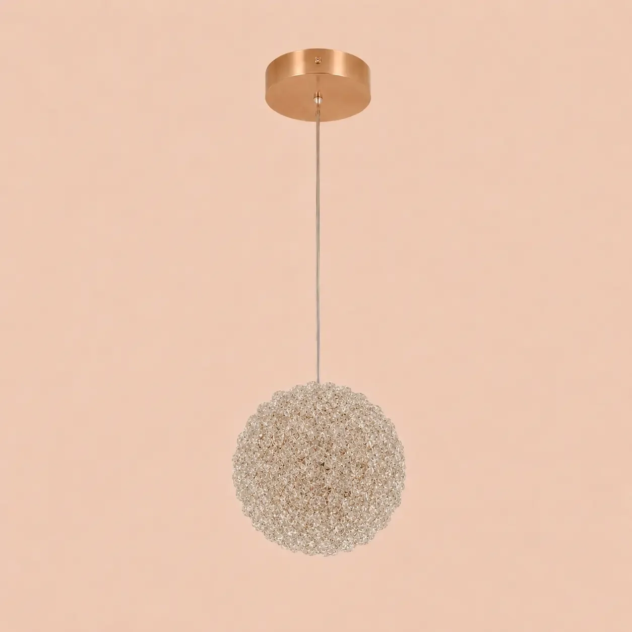 Celia-pendul led auriu Diam.15cm cu pietre de cristal