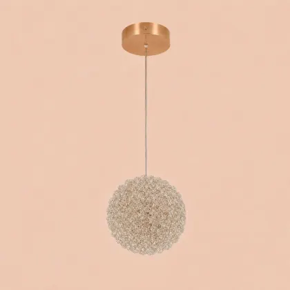 Celia-pendul led auriu Diam.15cm cu pietre de cristal