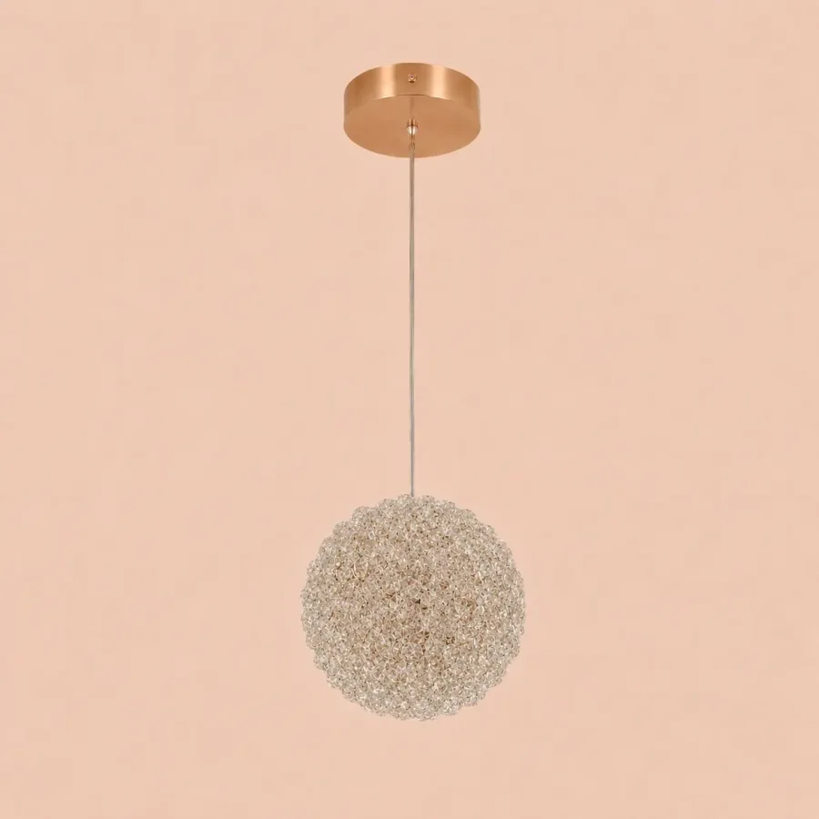 Celia-pendul led auriu Diam.12cm cu pietre de cristal