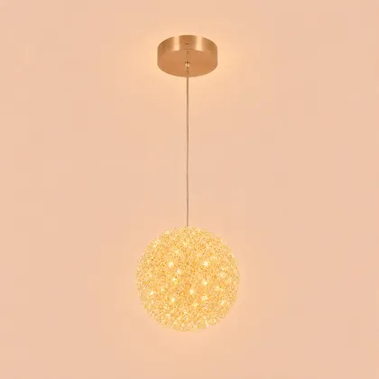 Celia-pendul led auriu Diam.12cm cu pietre de cristal