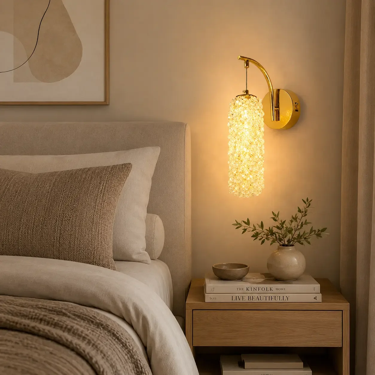 Celia-aplica led aurie cilindru cu pietre de cristal
