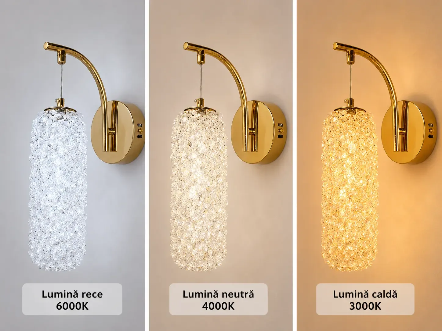 Celia-aplica led aurie cilindru cu pietre de cristal
