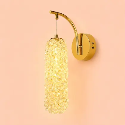 Celia-aplica led aurie cilindru cu pietre de cristal