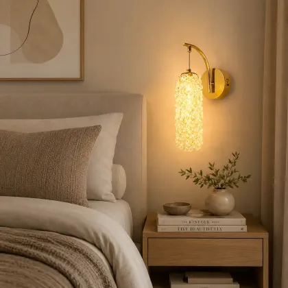 Celia-aplica led aurie cilindru cu pietre de cristal