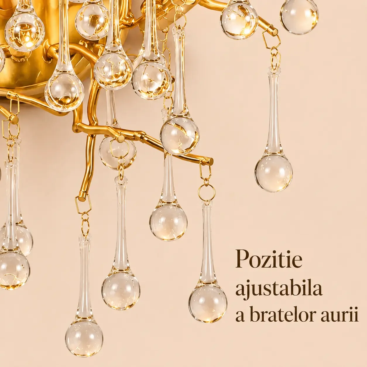 Lili-aplica aurie cu cristale lacrima