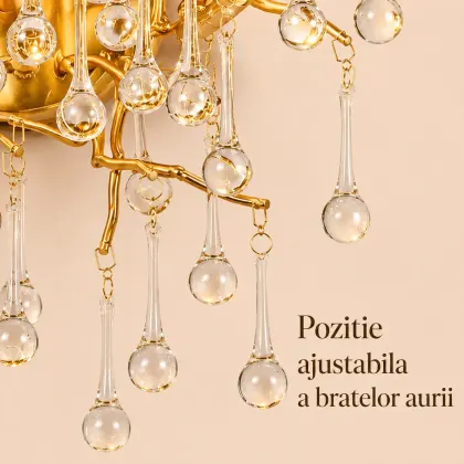 Lili-aplica aurie cu cristale lacrima