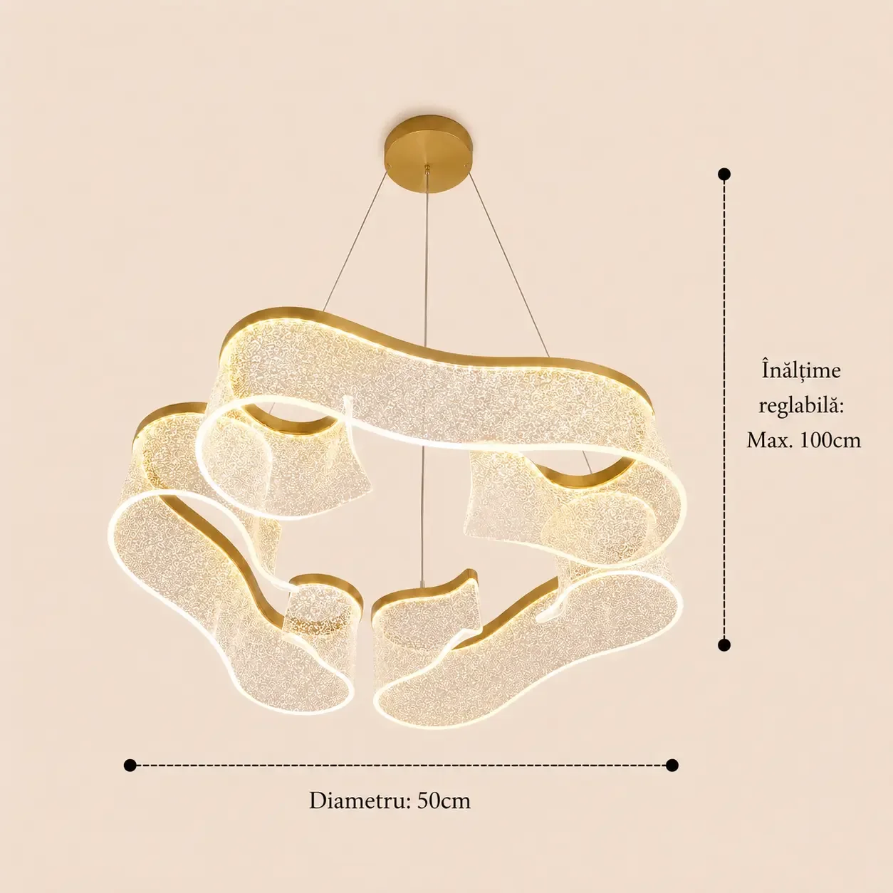 Kaleo-lustra led stralucitoare diam.50cm cu telecomanda