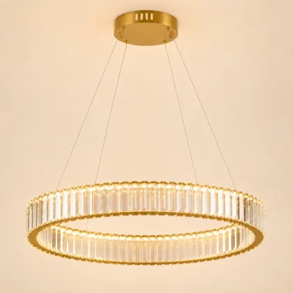 Lustra LED Cristale 94W 3 Tipuri de Lumini Auriu