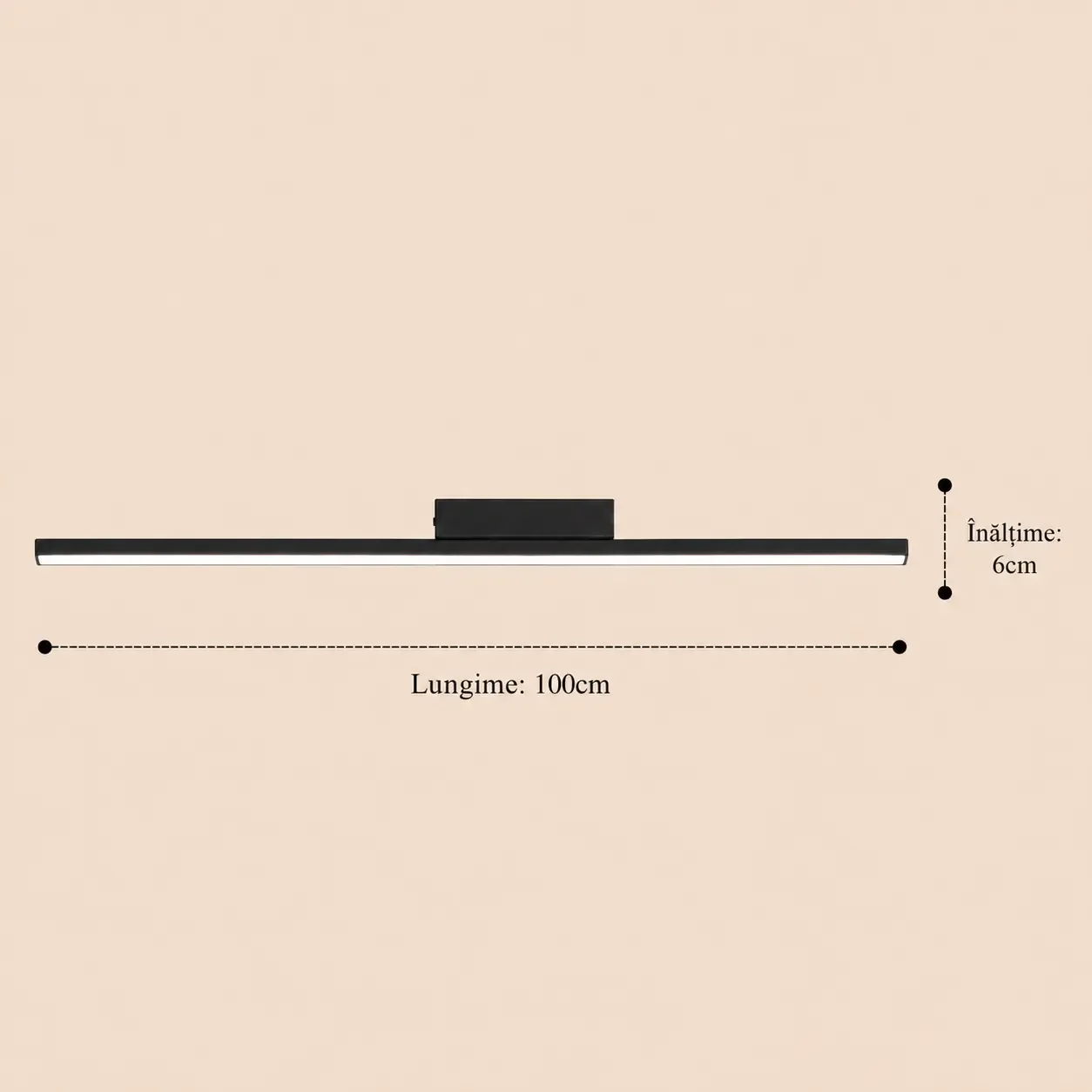 Linea-aplica led 100cm neagra