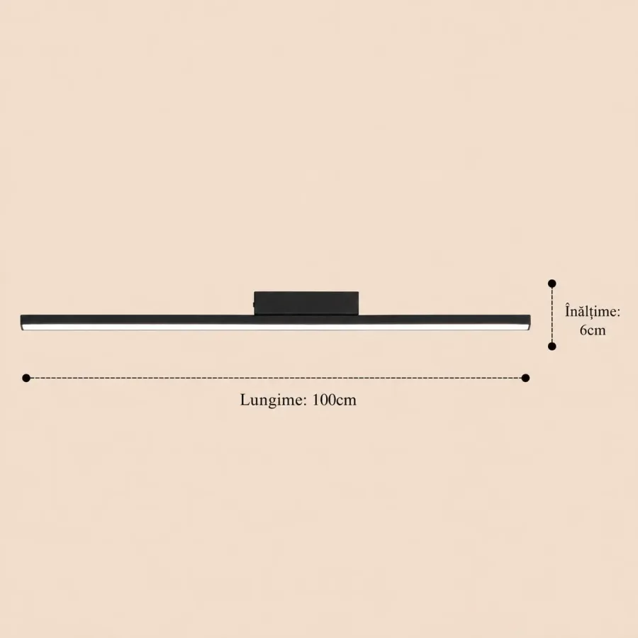 Linea-aplica led 100cm neagra