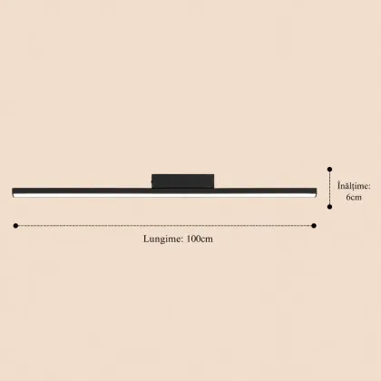 Linea-aplica led 100cm neagra
