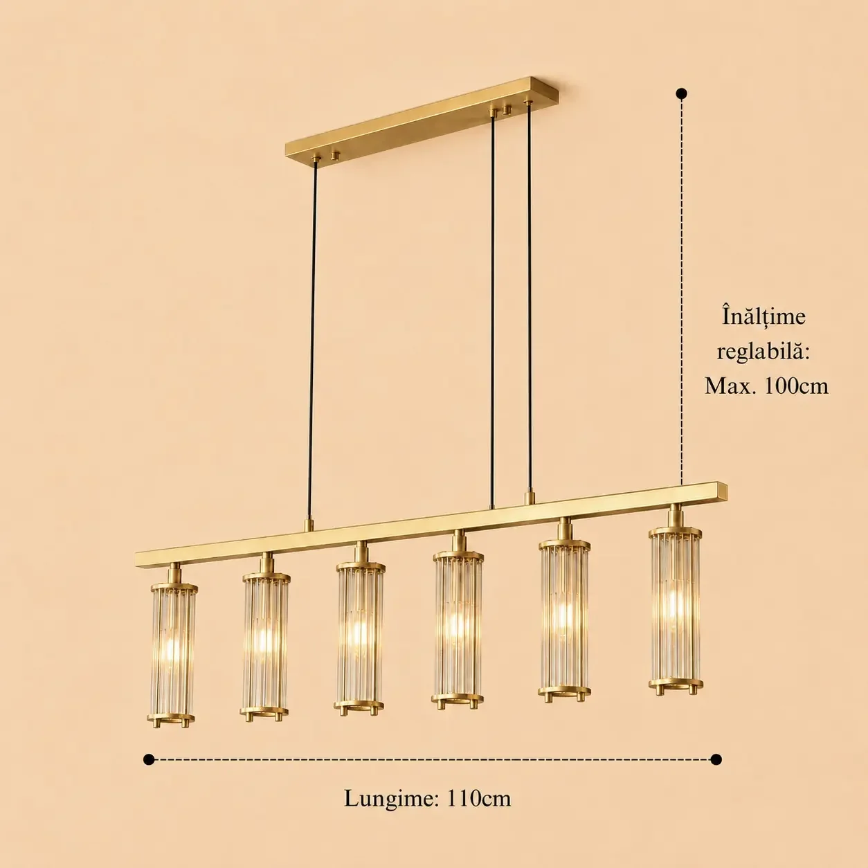 Sivio-Candelabru Auriu Modern cu 6 Becuri