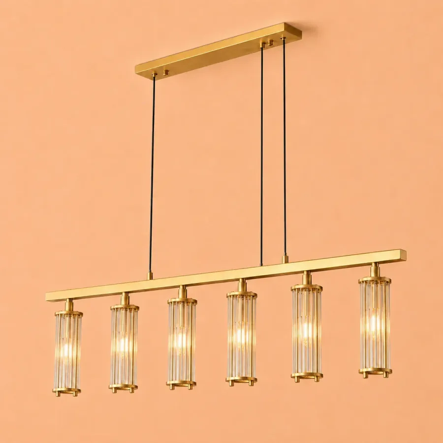 Sivio-Candelabru Auriu Modern cu 6 Becuri