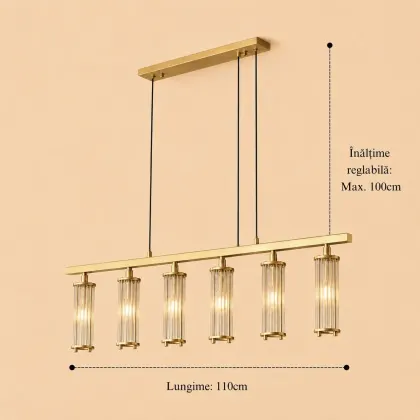 Sivio-Candelabru Auriu Modern cu 6 Becuri