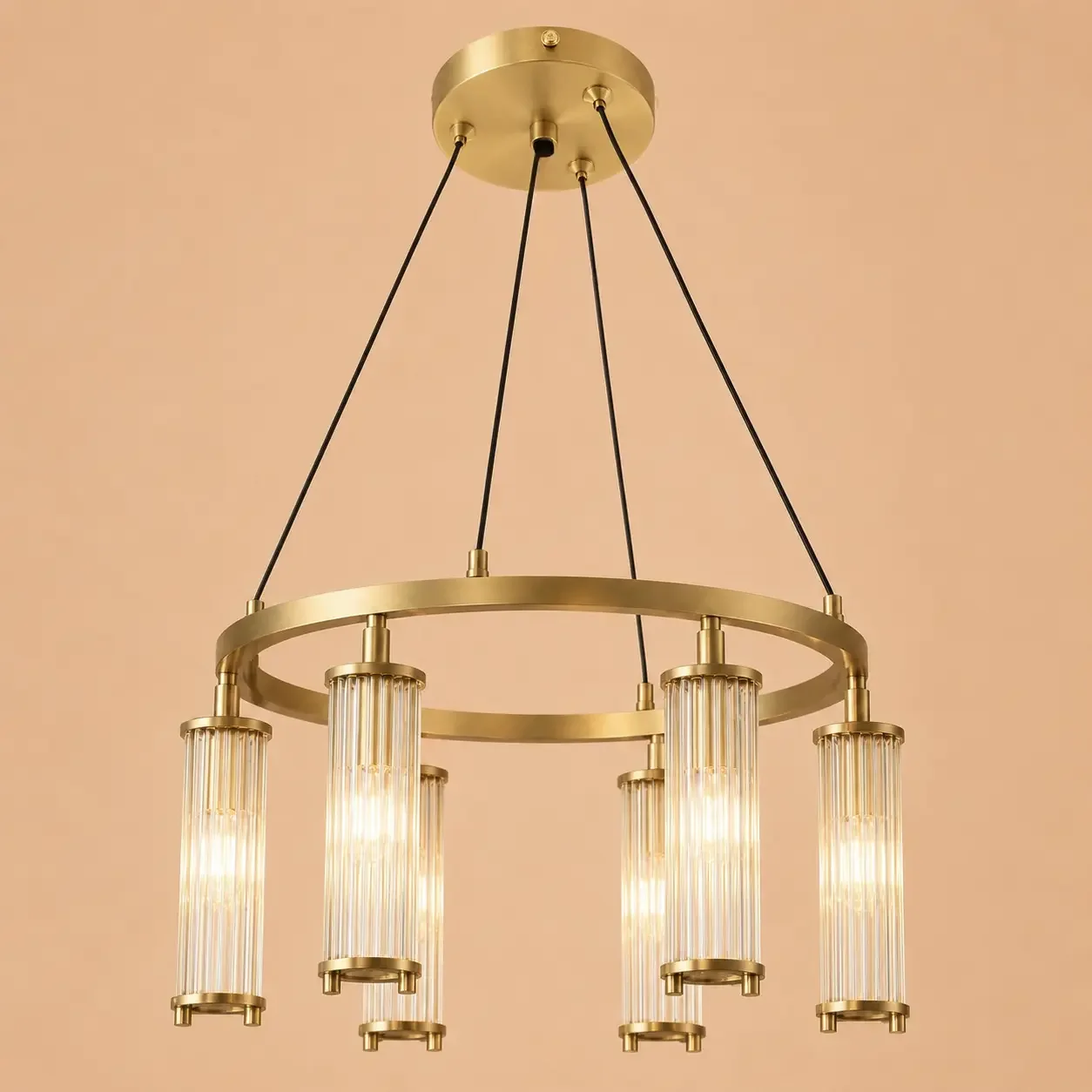 Sivio-Candelabru Auriu Modern cu 6 Becuri