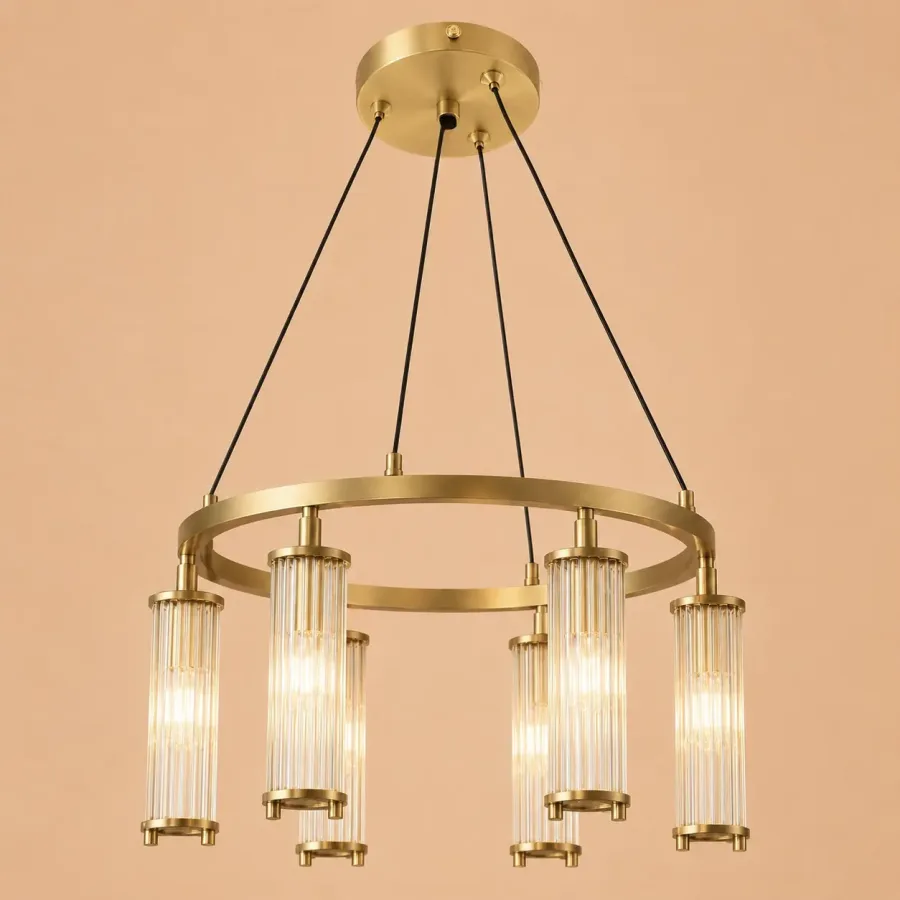 Sivio-Candelabru Auriu Modern cu 6 Becuri